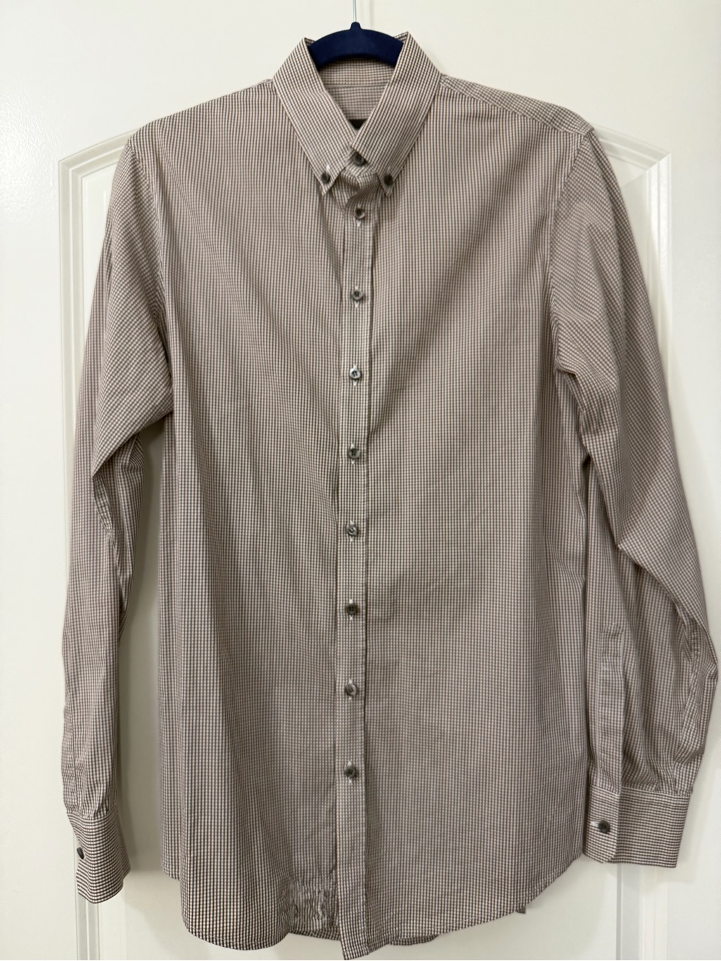 Dsquared2 Men's Brown And White Micro-Check Button-Up Shirt. See Second Photo